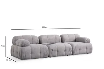 Belgin Sofa 3-seter - Lys grå - Møbler - Sofaer - Modulsofaer - Komplett modulsofa