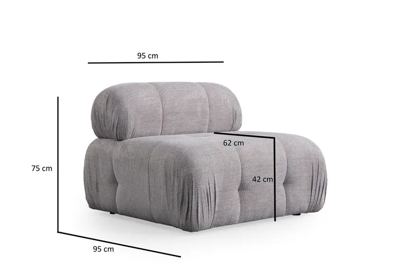 Belgin Sofa 3-seter - Lys grå - Møbler - Sofaer - Modulsofaer - Komplett modulsofa