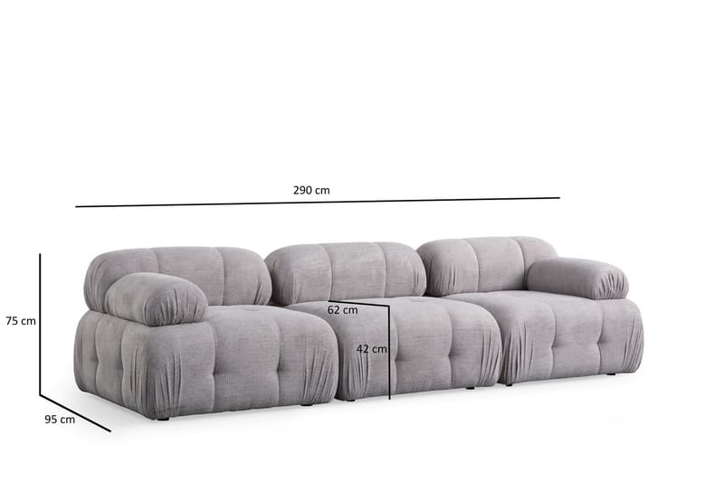 Belgin Sofa 3-seter - Lys grå - Møbler - Sofaer - 3 seter sofa