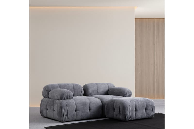 Belgin Sofa med Sjeselong 2-seter, Grå