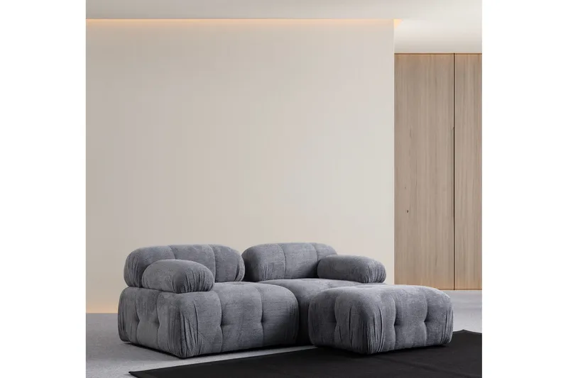 Belgin Sofa med Sjeselong 2-seter, Grå