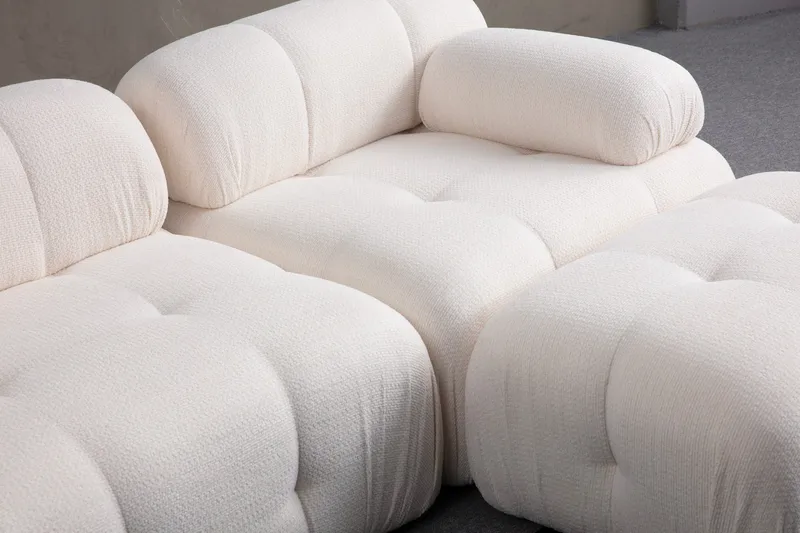 Belgin Sofa med Sjeselong 2-seter - Hvit - Møbler - Sofaer - Modulsofaer - Komplett modulsofa