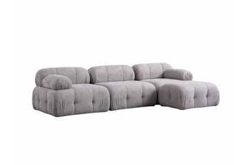 Belgin Sofa med Sjeselong 3-seter - Lys grå - Møbler - Sofaer - Sofaer med sjeselong - 3 seters sofa med divan