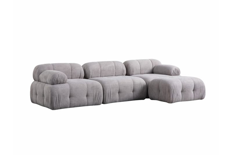 Belgin Sofa med Sjeselong 3-seter - Lys grå - Møbler - Sofaer - Sofaer med sjeselong - 3 seters sofa med divan