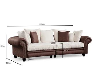 Belia 3-seters Sofa - Brun/Hvit - Møbler - Sofaer - 3 seter sofa