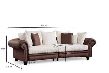 Belia 3-seters Sofa - Brun/Hvit - Møbler - Sofaer - 3 seter sofa