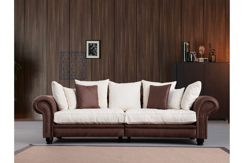 Belia 3-seters Sofa - Brun/Hvit - Møbler - Sofaer - 3 seter sofa