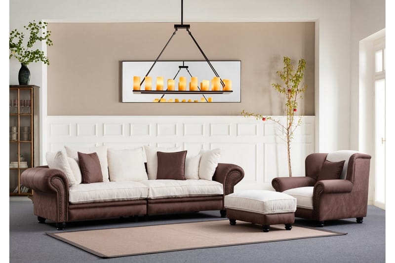 Belia 3-seters Sofa - Brun/Hvit - Møbler - Sofaer - 3 seter sofa