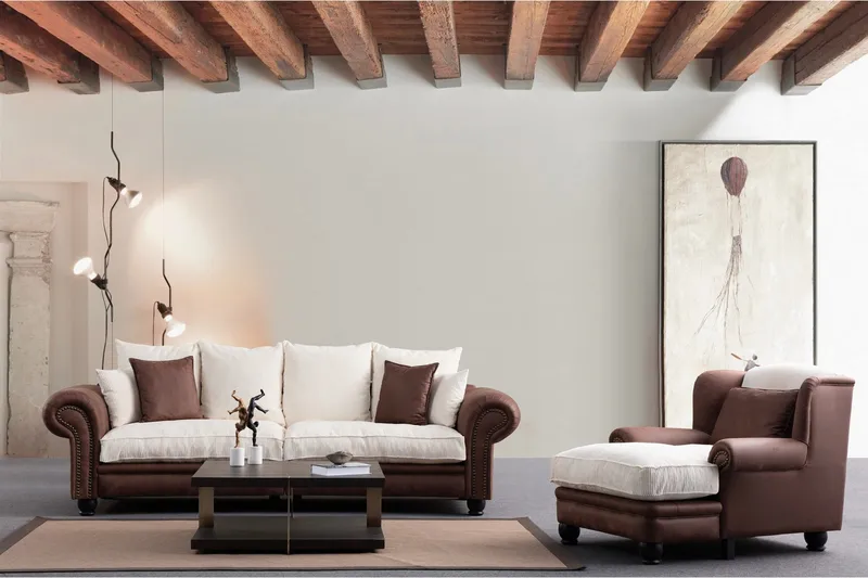 Belia 3-seters Sofa - Brun/Hvit - Møbler - Sofaer - 3 seter sofa