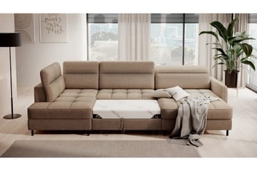 Berrto Sofa med Divan og Sjeselong 5-seters - Beige - Møbler - Sofaer - U-sofa