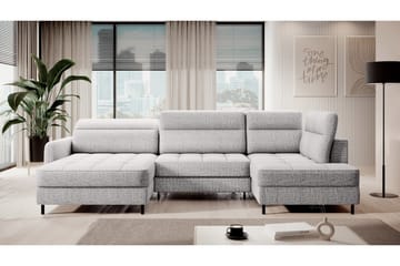 Berrto Sofa med Divan og Sjeselong 5-seters - Lysgrå - Møbler - Sofaer - U-sofa