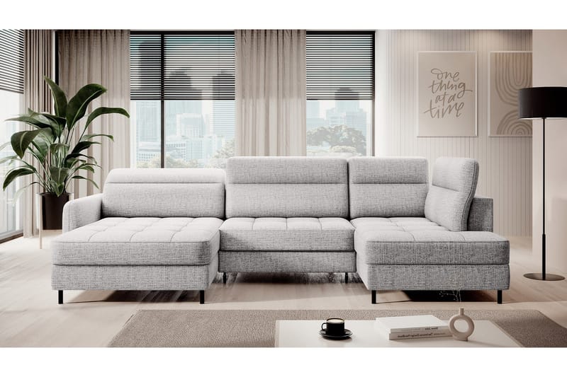 Berrto Sofa med Divan og Sjeselong 5-seters - Lysgrå - Møbler - Sofaer - U-sofa