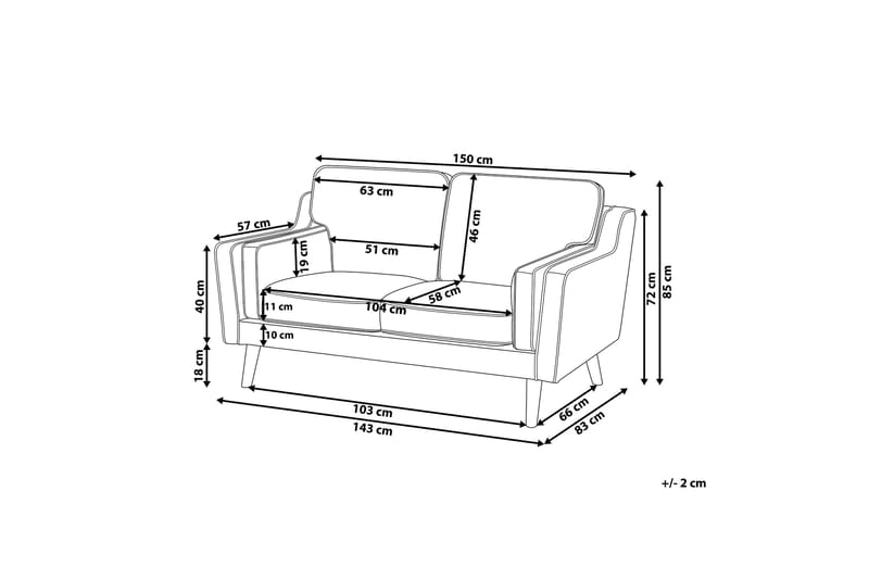Bertha Sofa 2-seter - Hvit/Lyst tre - Møbler - Sofaer - 2 seter sofa
