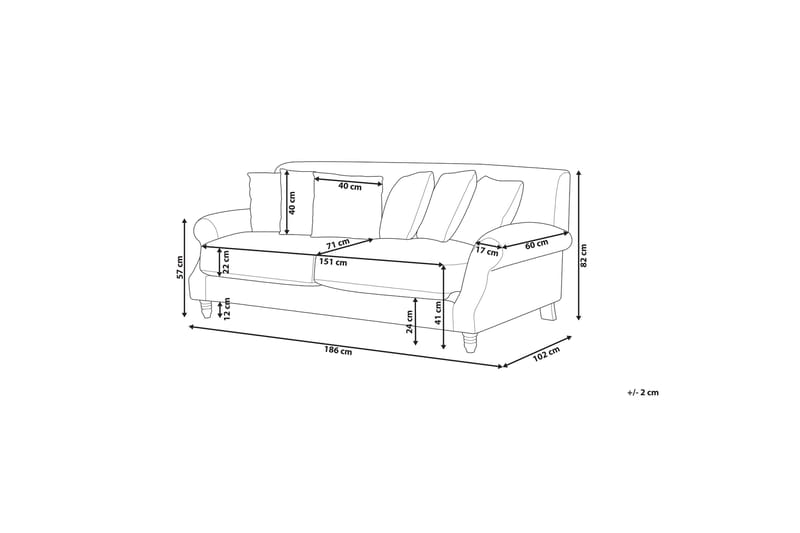 Bijan Sofa 2-seter - Hvit/Mørkt tre - Møbler - Sofaer - 2 seter sofa