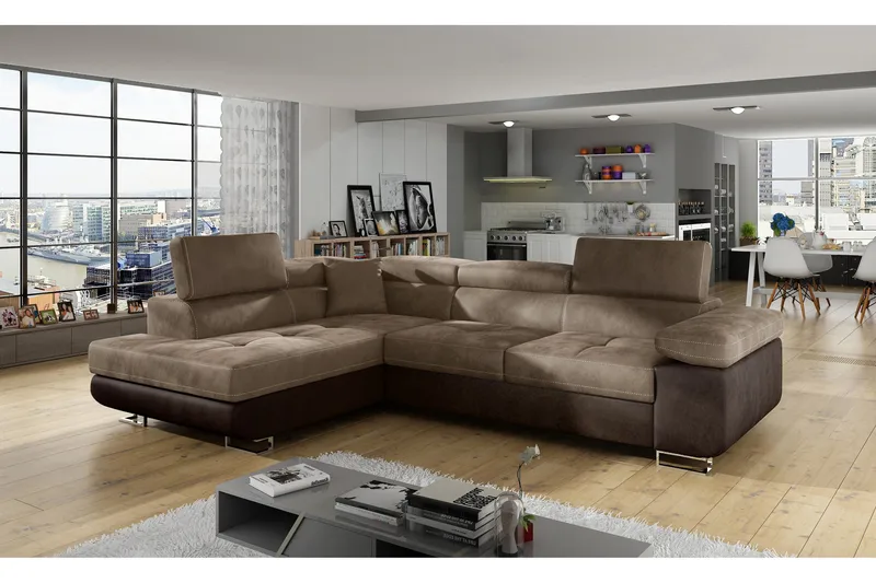 Bobis Dyp Sovesofa med Sjeselong Venstre 275 cm, Brun