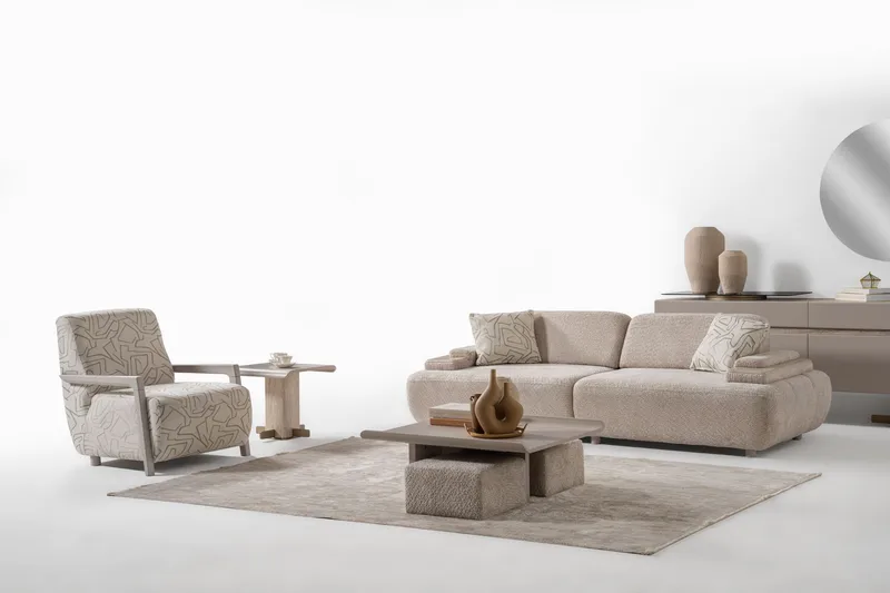 Bonavista 3-seters sofa Bouclé - Beige - Møbler - Sofaer - 3 seter sofa