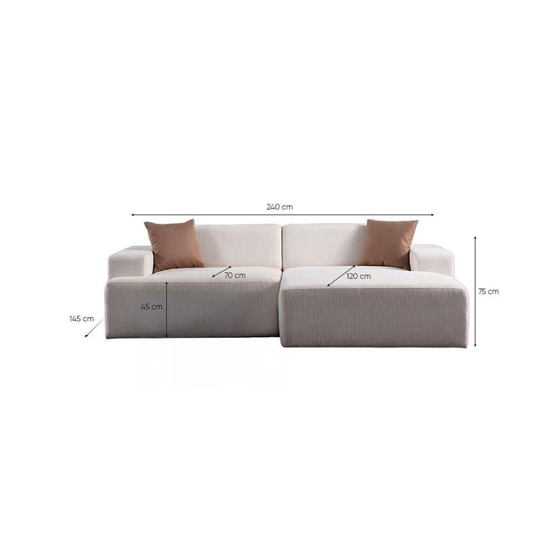 Branorin 3-seters Hjørnesofa - Kremhvit - Møbler - Sofaer - Sofaer med sjeselong - 3 seters sofa med divan
