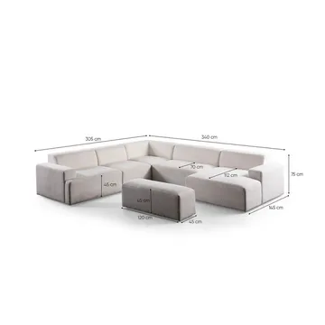 Branorin 6-seters Hjørnesofa - Kremhvit - Møbler - Sofaer - Hjørnesofaer