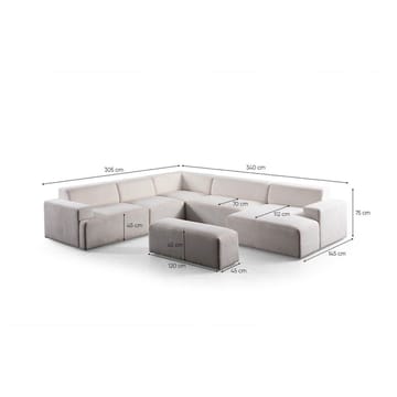 Branorin 6-seters Hjørnesofa - Kremhvit - Møbler - Sofaer - Hjørnesofaer