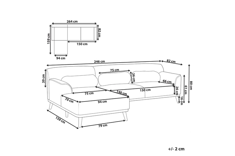Bree Hjørnesofa 3-seter - Beige/Lyst tre - Møbler - Sofaer - Sovesofaer - Hjørnesovesofa