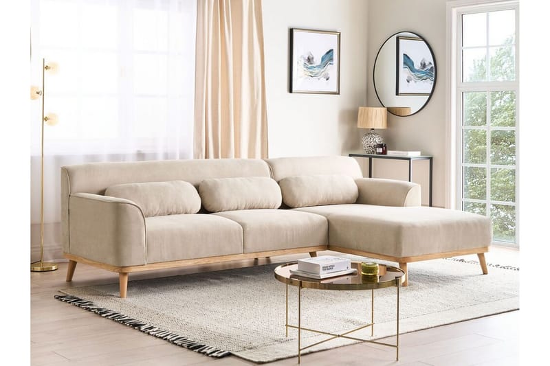 Bree Hjørnesofa 3-seter - Beige/Lyst tre - Møbler - Sofaer - Sovesofaer - Sovesofa divan