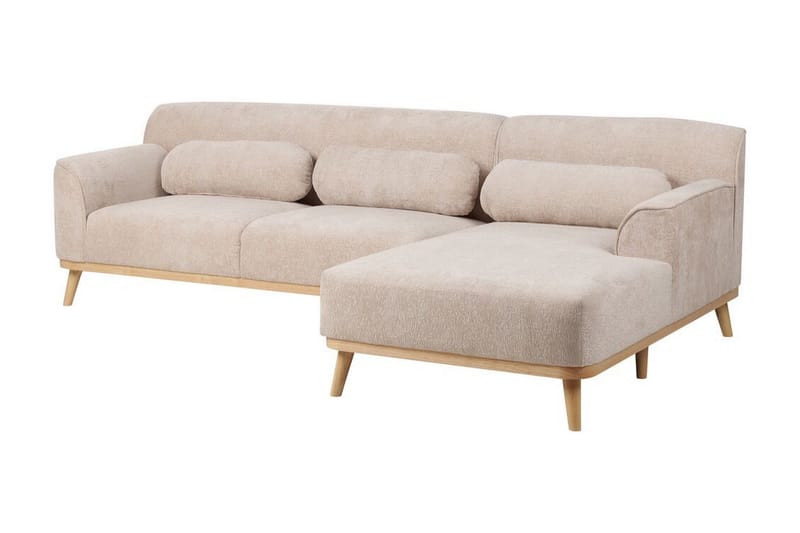 Bree Hjørnesofa 3-seter - Beige/Lyst tre - Møbler - Sofaer - Sovesofaer - Hjørnesovesofa