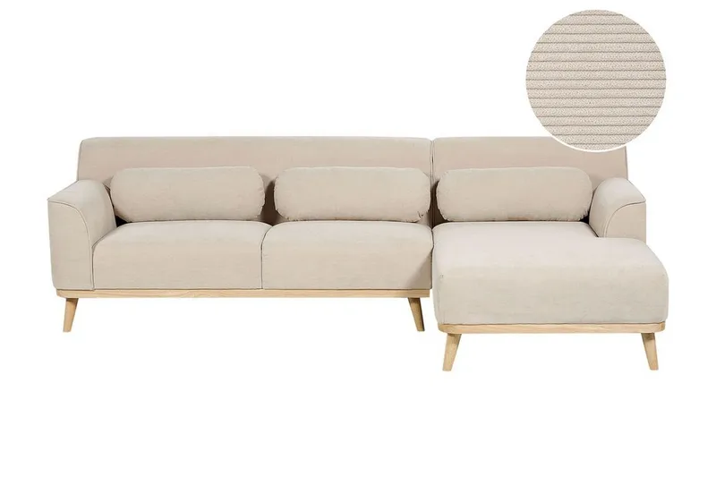 Bree Hjørnesofa 3-seter - Beige/Lyst tre - Møbler - Sofaer - Sovesofaer - Hjørnesovesofa