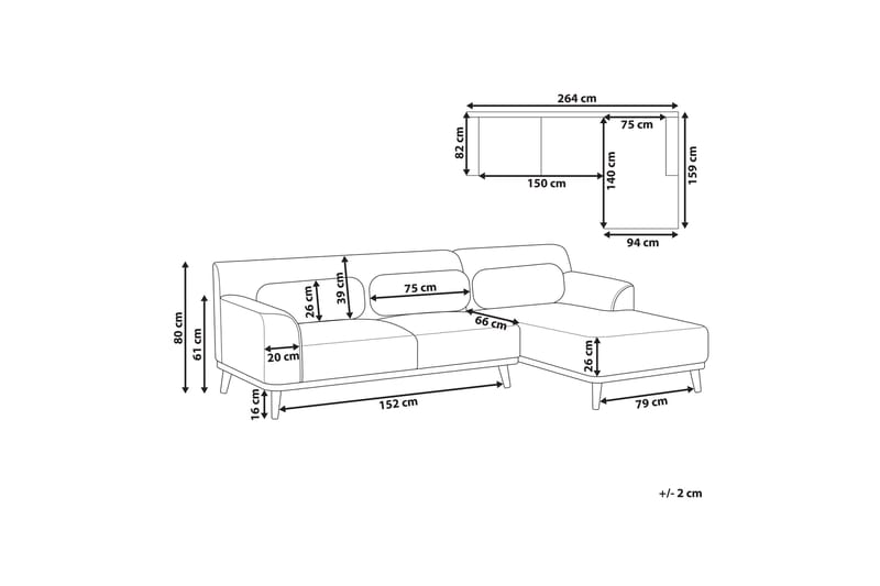 Bree Hjørnesofa 3-seter - Beige/Lyst tre - Møbler - Sofaer - Sovesofaer - Sovesofa divan
