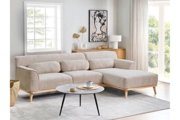 Bree Hjørnesofa 3-seter - Beige/Lyst tre - Møbler - Sofaer - Sovesofaer - Hjørnesovesofa