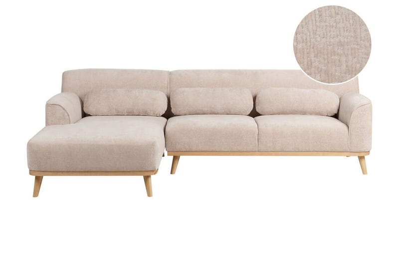 Bree Hjørnesofa 3-seter - Beige/Lyst tre - Møbler - Sofaer - Sovesofaer - Hjørnesovesofa