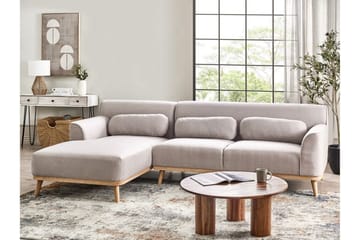 Bree Hjørnesofa 3-seter - Grå/Lyst tre - Møbler - Sofaer - Sovesofaer - Hjørnesovesofa