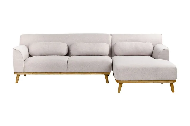 Bree Hjørnesofa 3-seter, Grå/Lyst tre