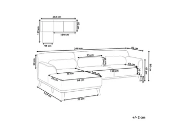 Bree Hjørnesofa 3-seter - Grå/Lyst tre - Møbler - Sofaer - Hjørnesofaer