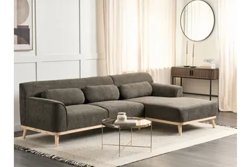 Bree Hjørnesofa 3-seter - Grønn/Lyst tre - Møbler - Sofaer - Sovesofaer - Hjørnesovesofa