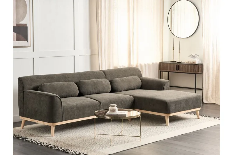 Bree Hjørnesofa 3-seter - Grønn/Lyst tre - Møbler - Sofaer - Sovesofaer - Hjørnesovesofa