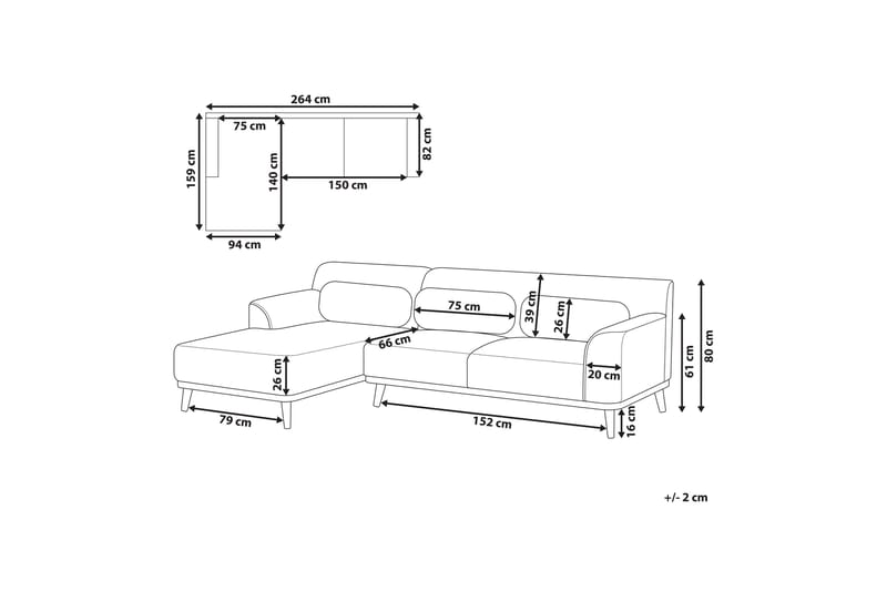Bree Hjørnesofa 3-seter - Grønn/Lyst tre - Møbler - Sofaer - Sovesofaer - Hjørnesovesofa