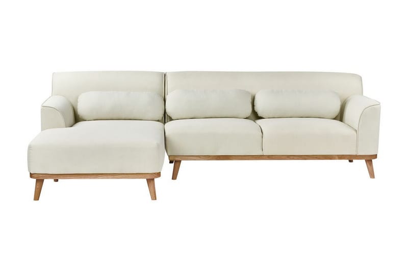 Bree Hjørnesofa 3-seter, Hvit/Lyst tre