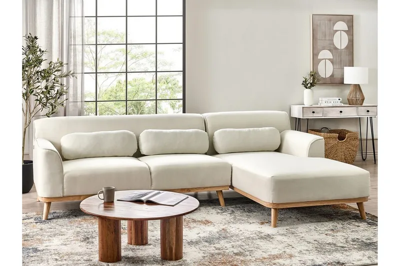 Bree Hjørnesofa 3-seter - Hvit/Lyst tre - Møbler - Sofaer - Sovesofaer - Hjørnesovesofa