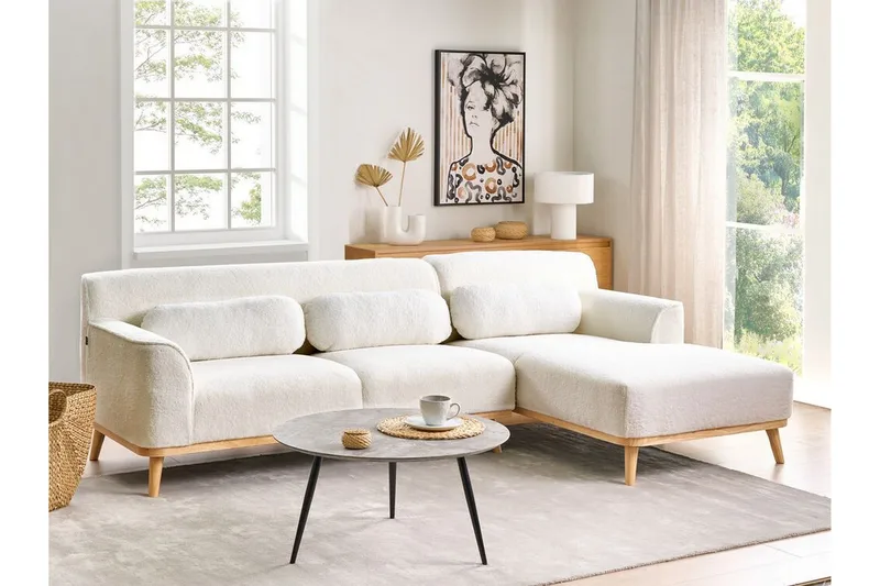 Bree Hjørnesofa 3-seter - Hvit/Lyst tre - Møbler - Sofaer - Sovesofaer - Hjørnesovesofa