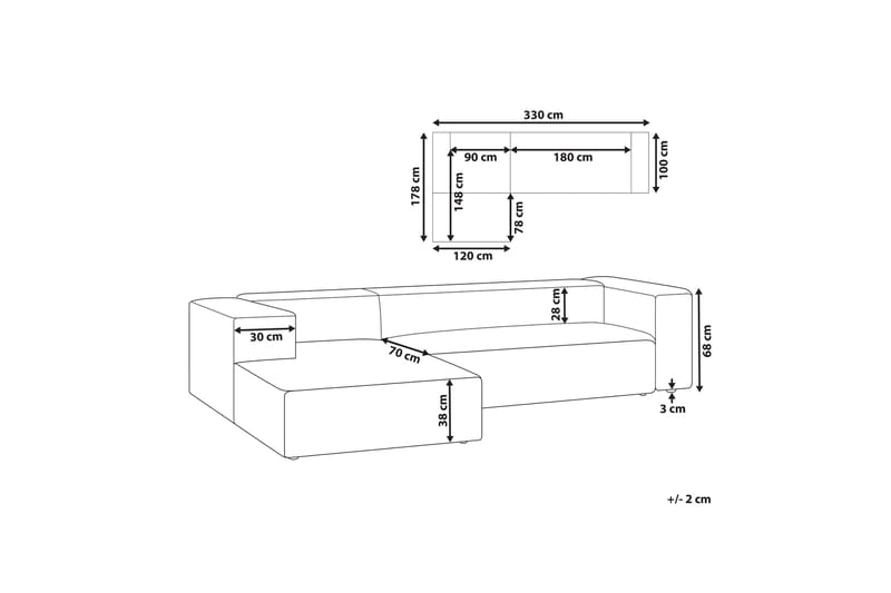 Britt Hjørnesofa 3-seter - Beige - Møbler - Sofaer - Hjørnesofaer - Hjørnesofa med divan