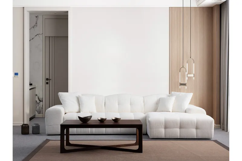 Buddy 4-seters Sofa med Divan - Hvit - Møbler - Sofaer - Sofaer med sjeselong - 4 seters sofa med divan