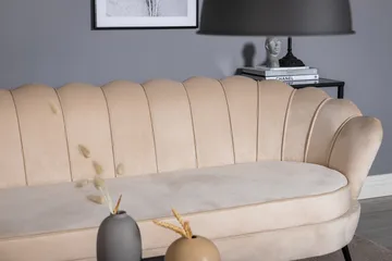 Calais 3-seter Buet Sofa 180 cm i Fløyel - Beige - Møbler - Sofaer - 3 seter sofa