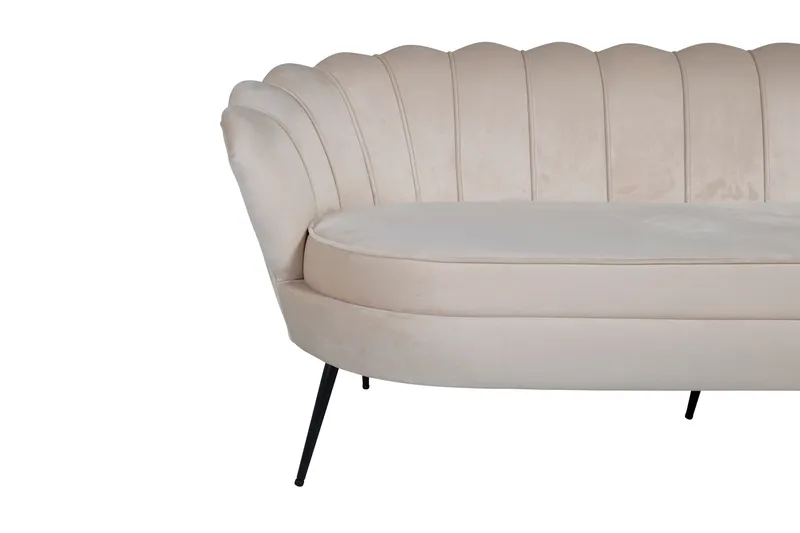 Calais 3-seter Buet Sofa 180 cm i Fløyel - Beige - Møbler - Sofaer - 3 seter sofa