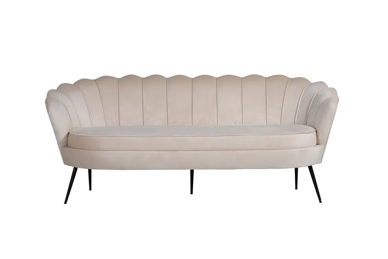 Calais 3-seter Buet Sofa 180 cm i Fløyel, Beige