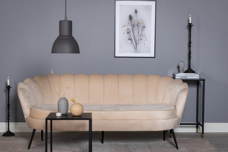 Calais 3-seter Buet Sofa 180 cm i Fløyel - Beige - Møbler - Sofaer - 3 seter sofa