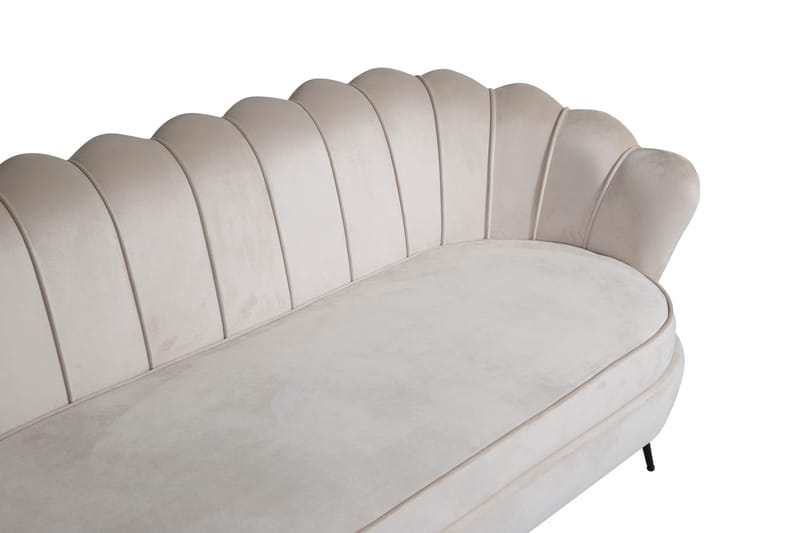 Calais 3-seter Buet Sofa 180 cm i Fløyel - Beige - Møbler - Sofaer - 3 seter sofa