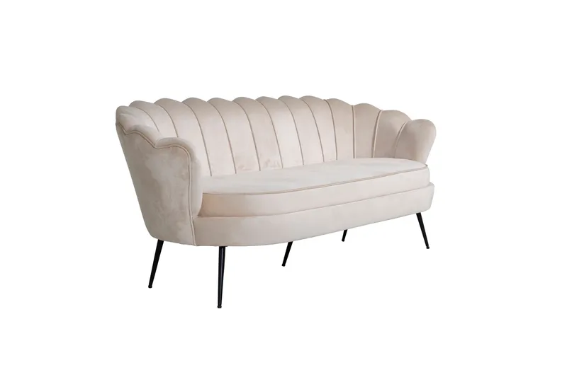 Calais 3-seter Buet Sofa 180 cm i Fløyel - Beige - Møbler - Sofaer - 3 seter sofa