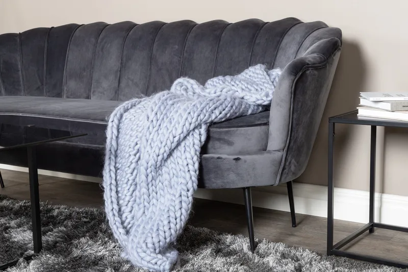 Calais 3-seter Buet Sofa 180 cm i Fløyel - Mørkegrå - Møbler - Sofaer - 3 seter sofa