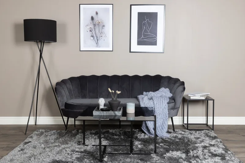Calais 3-seter Buet Sofa 180 cm i Fløyel - Mørkegrå - Møbler - Sofaer - 3 seter sofa