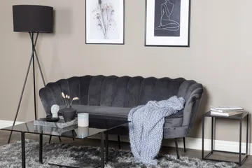 Calais 3-seter Buet Sofa 180 cm i Fløyel - Mørkegrå - Møbler - Sofaer - 3 seter sofa